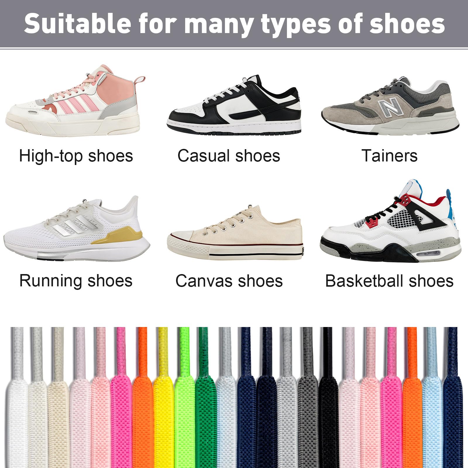 Handshop 2 Pairs Elastic Shoe Laces, No Tie Shoelaces for Adults/Kids Trainers,Sneakers,Running Shoes Deep Grey 120cm