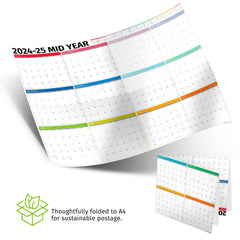 Academic Wall Planner 2024/2025 – Mid Year Wall Planner 2024-2025 - Teacher Planner 2024-2025 - 12 Month Office, University, School, Academic Calendar 2024/25 – Folded Boxes Edition