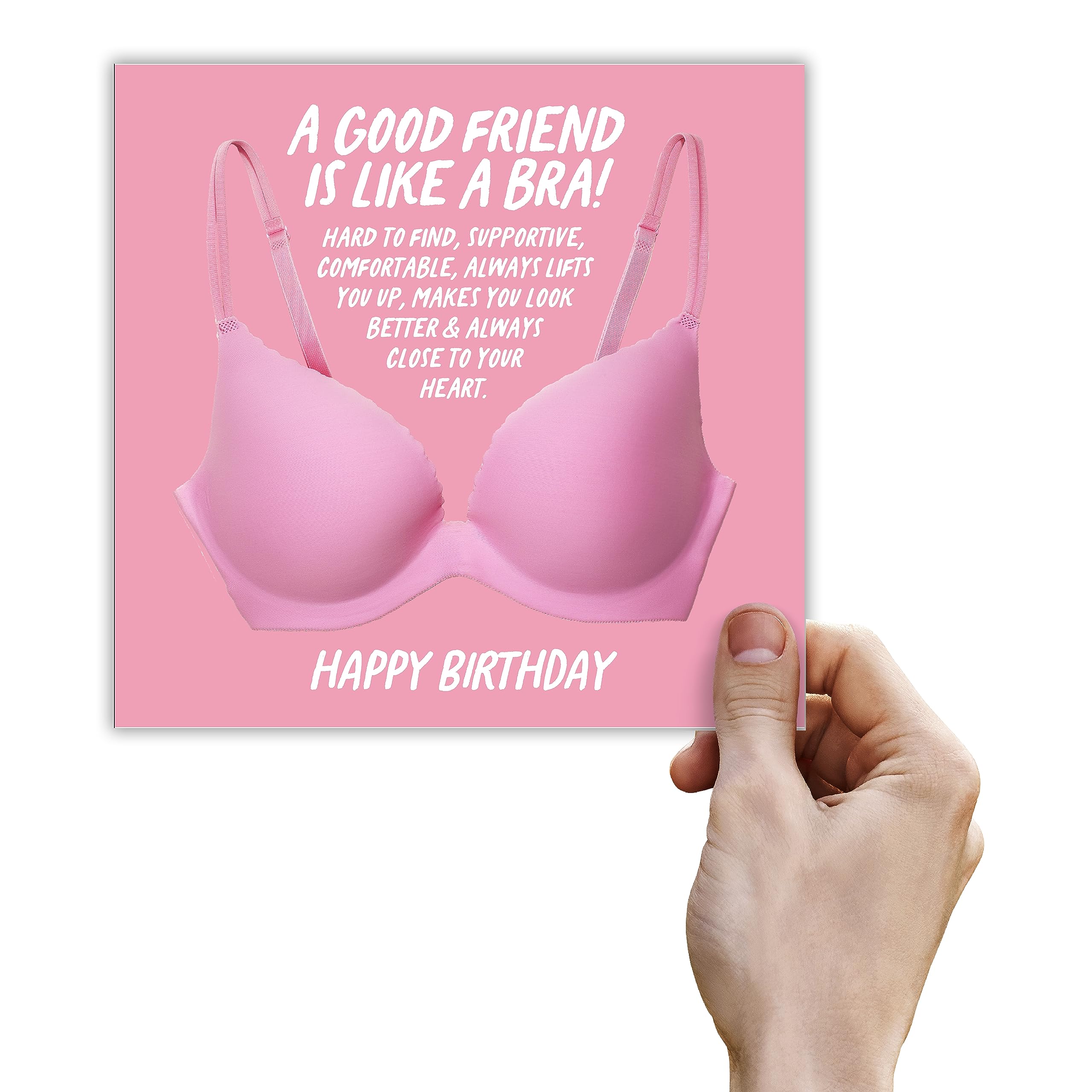 Punkcards - Birthday Card for Friend Female - 'A Good Friend Is Like A Bra' - Best Friend Birthday Card - Special Friend Birthday Card Female - Friend Birthday Card