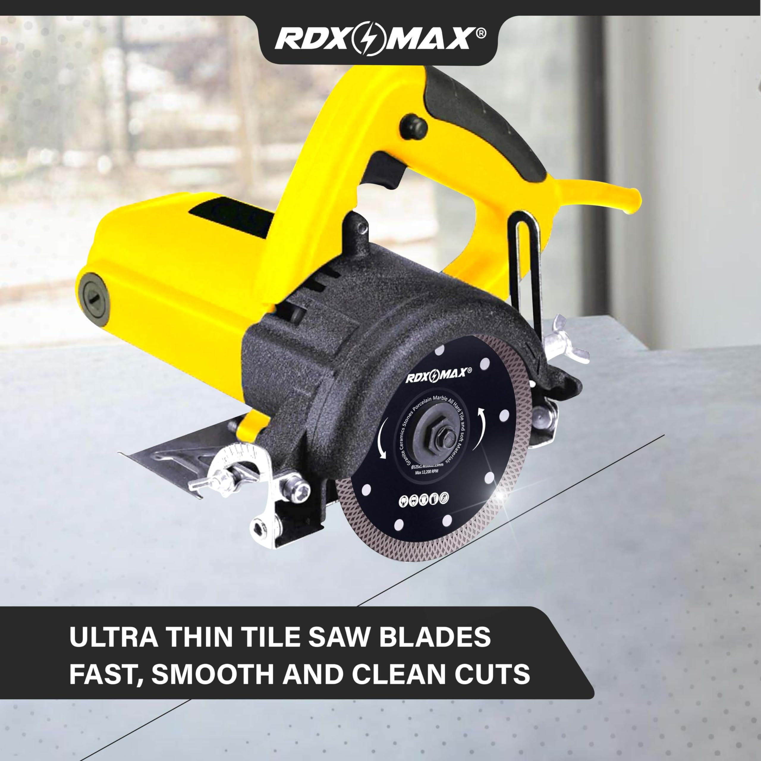 RDXMAX ® 125mm Diamond Cutting Discs for Angle Grinder - Super Thin Fast, Clean Cut on Porcelain, Granite, Marble, Concrete, Tiles, Stones, Bricks & Ceramics- 4.5 inches Wheel - Size 125 x 1.4 x 22.23mm