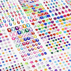 Gem Stickers, 1405Pcs Rhinestone Stickers Stick on Gems for Crafts Self Adhesive Jewels with Multicolor and Assorted Size