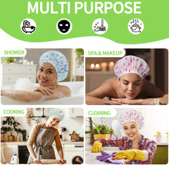 4 Pack Shower Caps for Women/Men, Light Weight Plastic Shower Caps for Women UK 30cm Width with Good Quality Elastic, Perfect for Use at Home, and Spa by MAUZIMRA