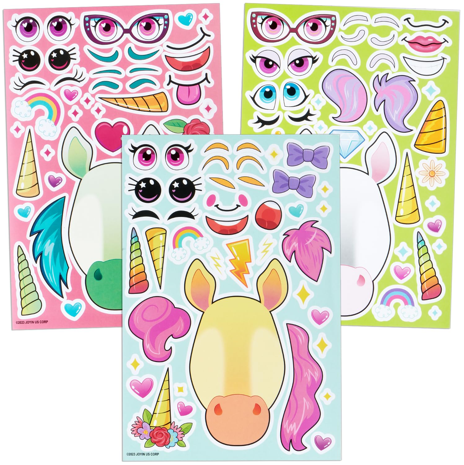 JOYIN 36 PCS Make-a-face Sticker Sheets, Make Your Own Unicorn Fantasy Animal Mix and Match Sticker Sheets for Children, Sticker Faces for Kids, Stickers for Party Bags, Kids Party Favor Supplies