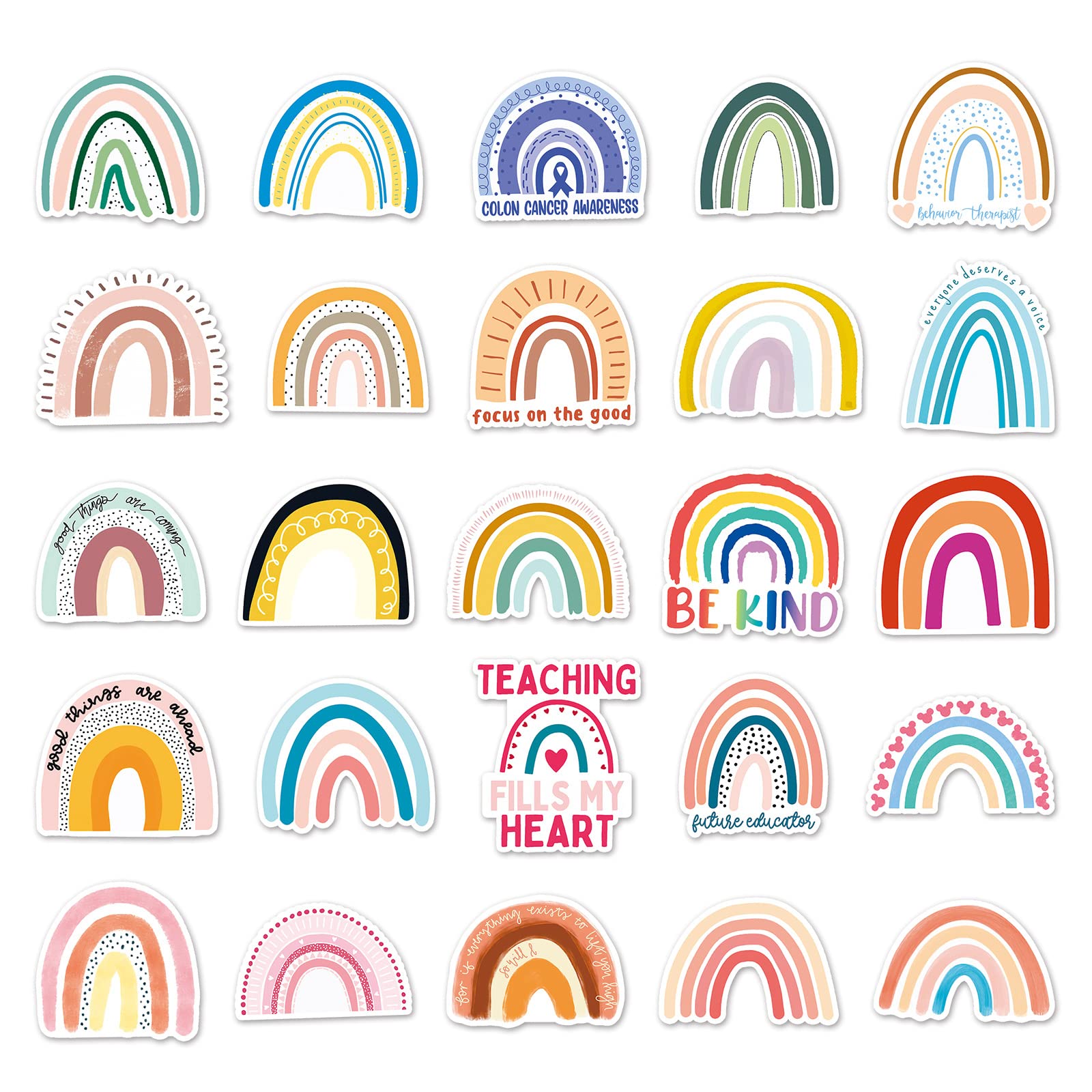 100 Pcs Colorful Rainbow Stickers Trendy Waterproof Aesthetic Stickers Decals for Water Bottle Computer Suitcase Phone Scrapbook Luggage Laptop Hydroflasks Car Bike,Vinyl Stickers for Teens Boys Girls