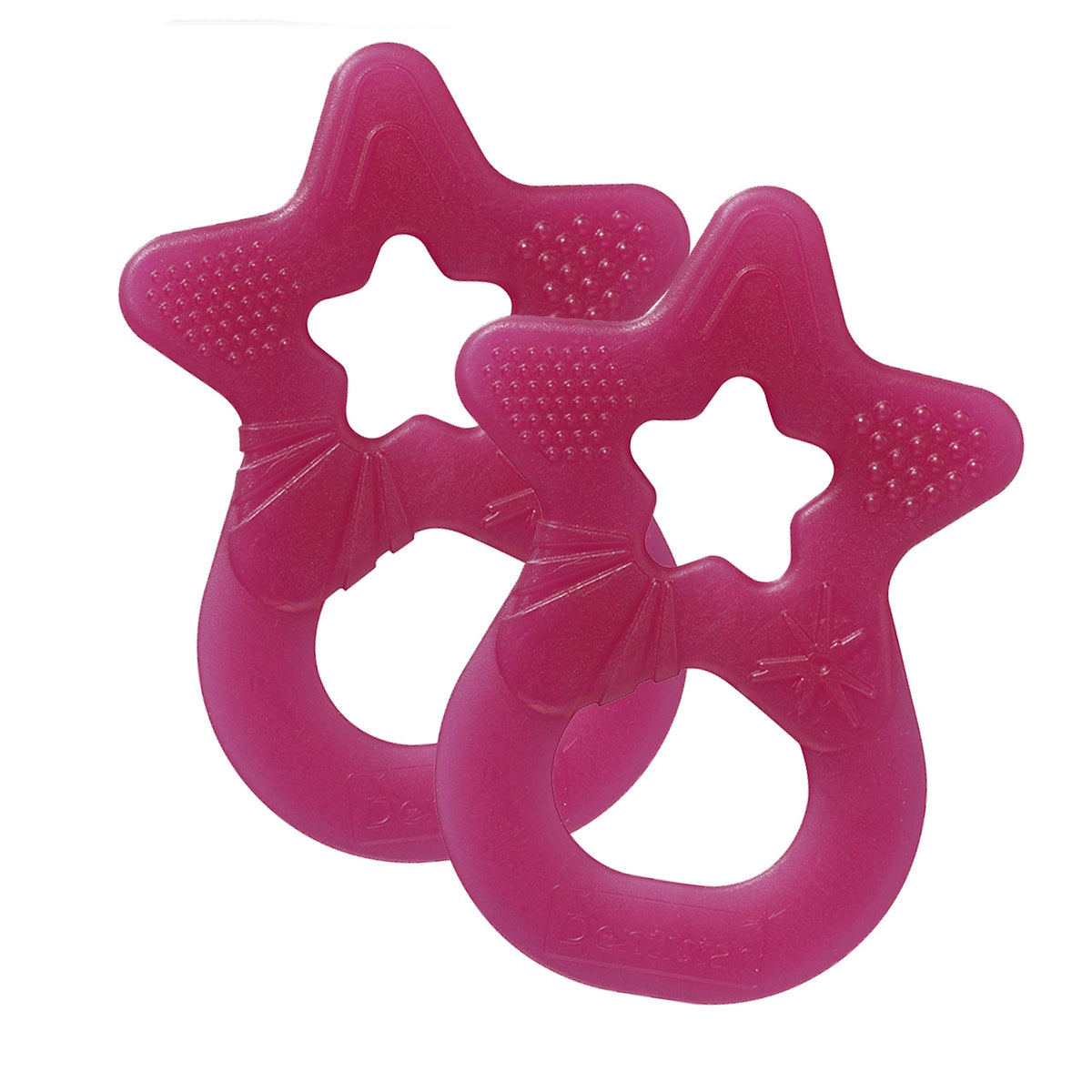 Dentistar Star Teether Pack of 2, Teething Baby Toy for Infants Aged 3and Months, Soft Silicone Baby Teething Ring for Tooth and Gum Pain Relief, Made in Germany - Pink