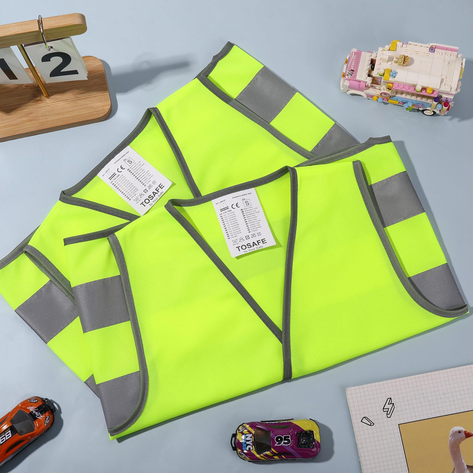 Firtink 2 Pieces Hi Vis Vests for Kids,Kids High Visibility Reflective Vest,High Vis Vests,Hi Vis Safety Vests,High Vis Jacket with Reflective Strips for Kids Outdoor (S)