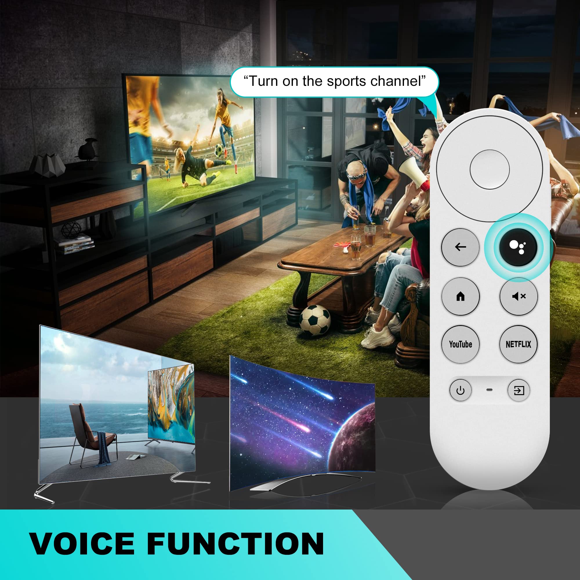 Voice Remote Control for Google Chromecast 4K Snow Streaming Player, Voice Remote for G9N9N GA01409 GA01919 GA01920 GA01923 GA02463 GA02464