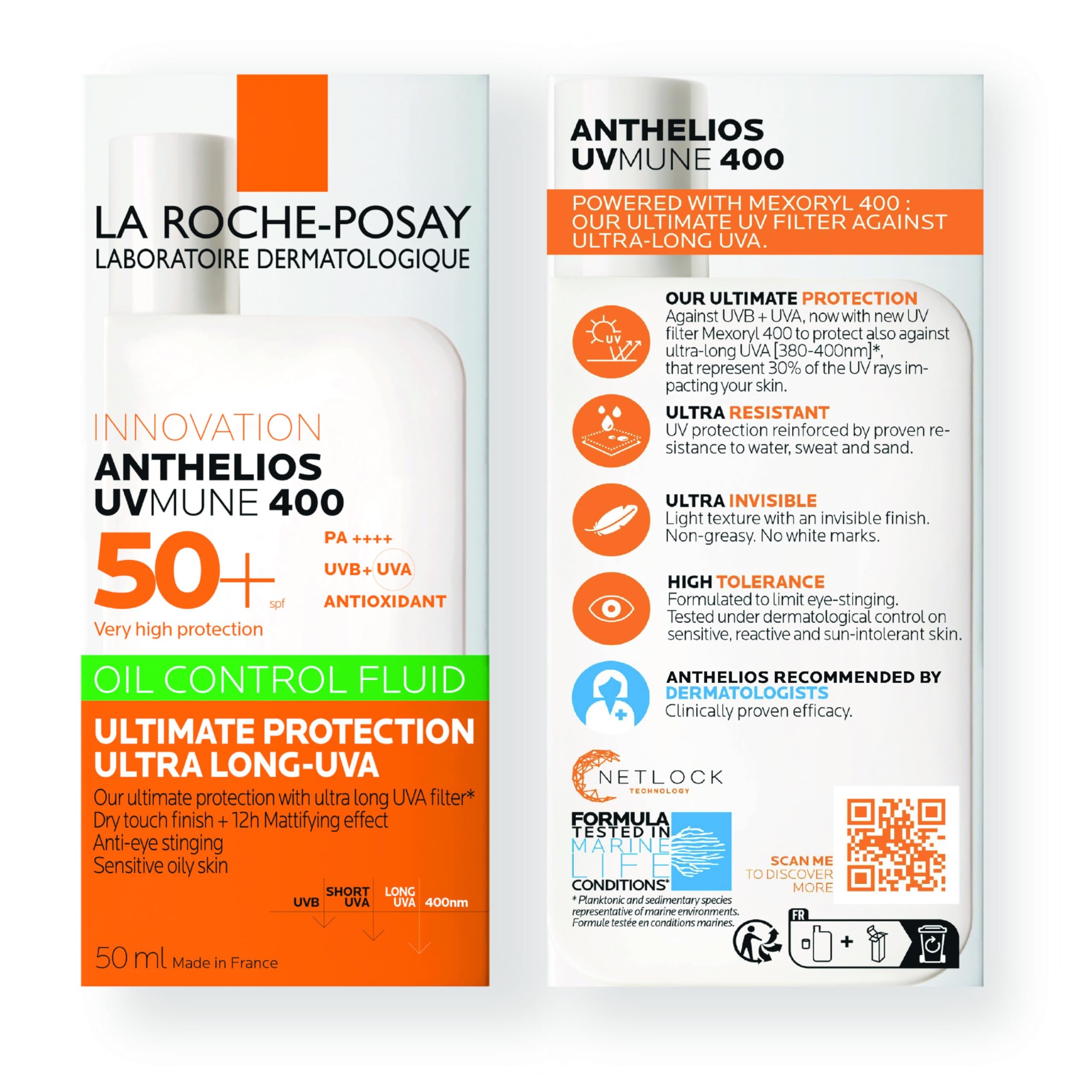 La Roche-Posay Anthelios Uvmune 400 Oil Control Invisible Fluid SPF50and For Oily, Blemish-Prone Skin