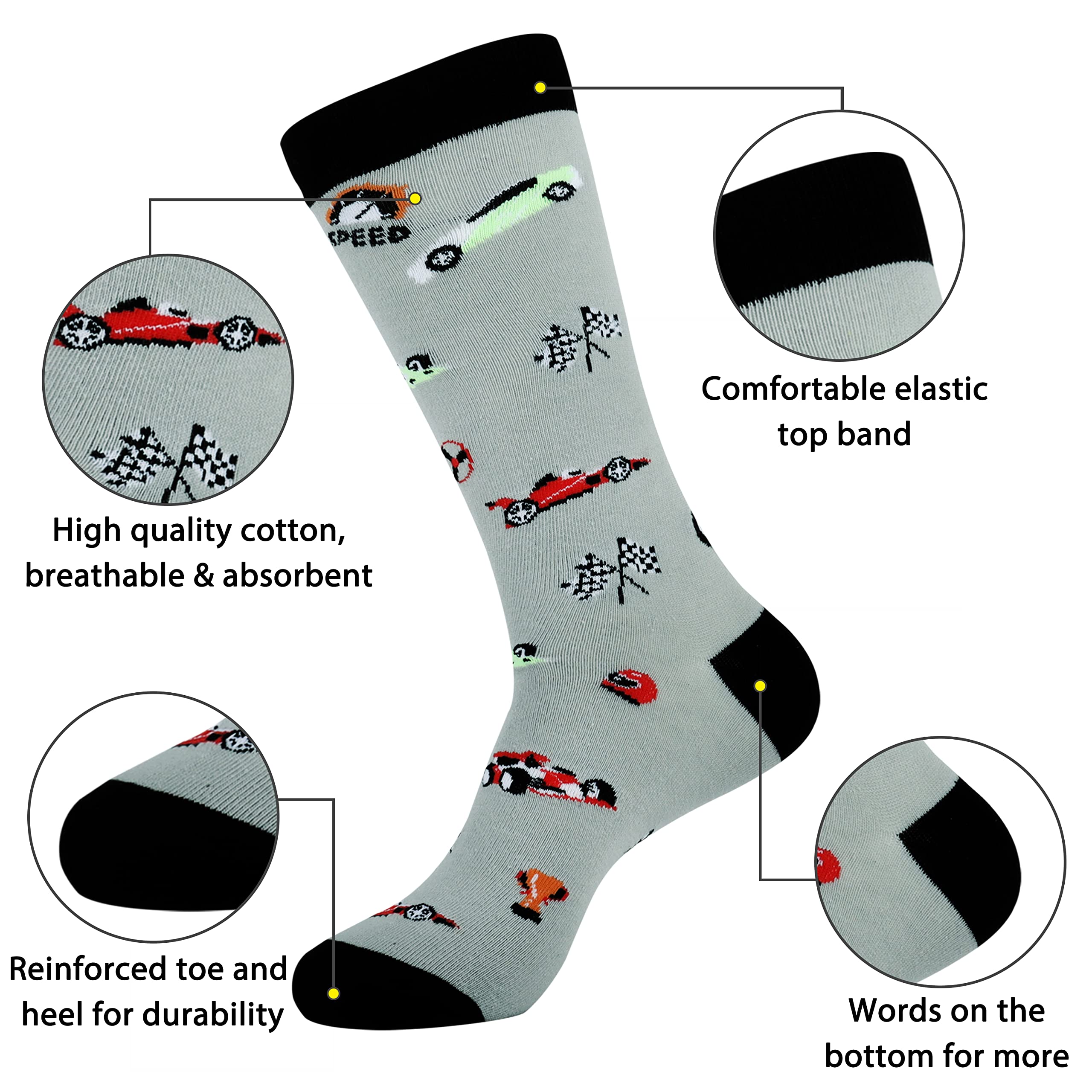 Belloxis Formula 1 Gifts for Men Formula 1 Socks Funny Funky Socks Calf Socks Cotton Socks If You Can Read This Socks