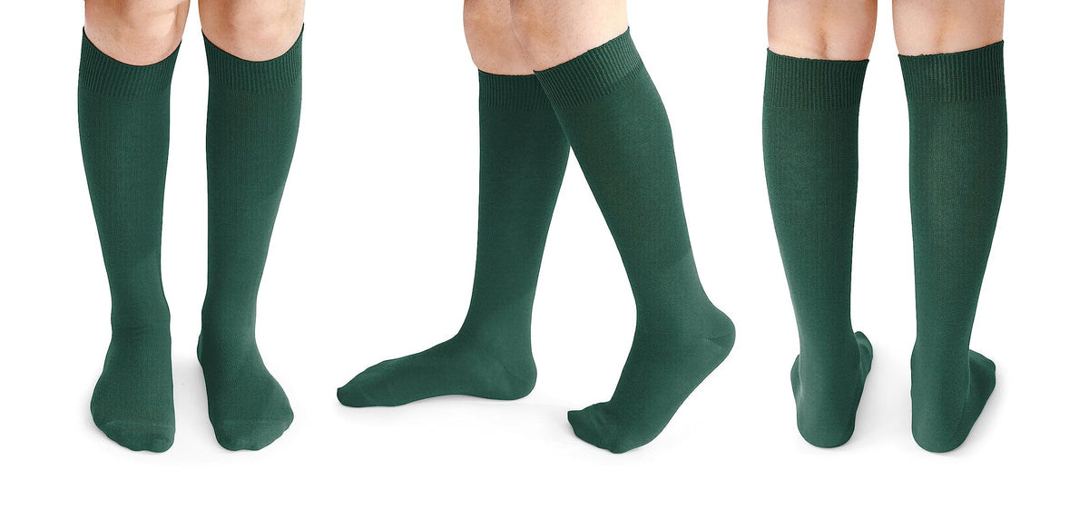 5 Pairs Children/Kids Girls Knee High Plain School Cotton Rich Socks (4-7 yrs, Bottle Green)