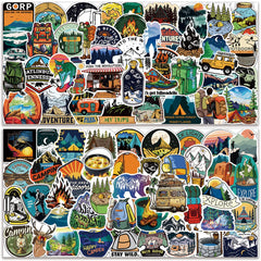 Outdoor Stickers Pack   100PCS   Adventure Hiking Canmping Wilderness Stickers for Water Bottles, Cars, Laptop, Bike, Waterproof Travel Cool Stickers, Nature Forest Decals for Adults Teens Camper