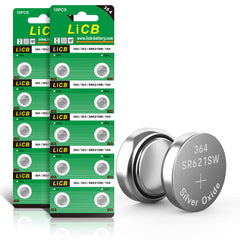 LiCB 20 PCS SR621SW AG1 364 363 LR621 1.55V Button Cell Watch Batteries