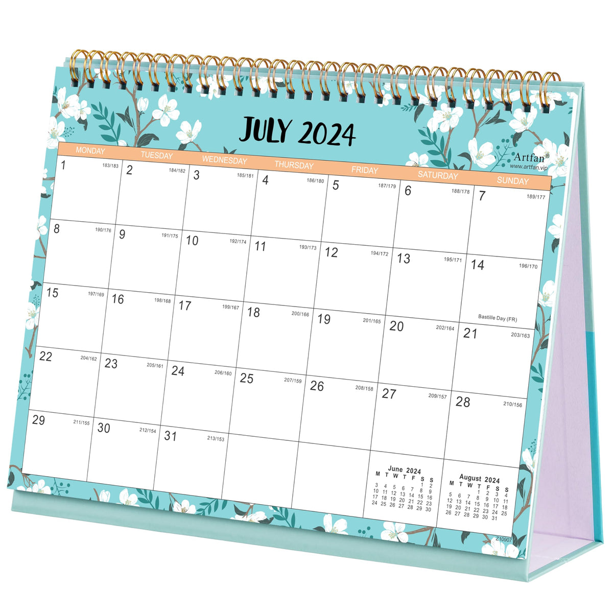 2024-2025 Desk Calendar - Desk Calendar 2024-2025 with Thick Paper, July 2024 - December 2025, 25.5 x 20.5 x 8 cm, Twin-Wire Binding, Green