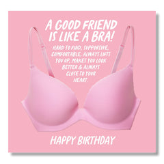 Punkcards - Birthday Card for Friend Female - 'A Good Friend Is Like A Bra' - Best Friend Birthday Card - Special Friend Birthday Card Female - Friend Birthday Card