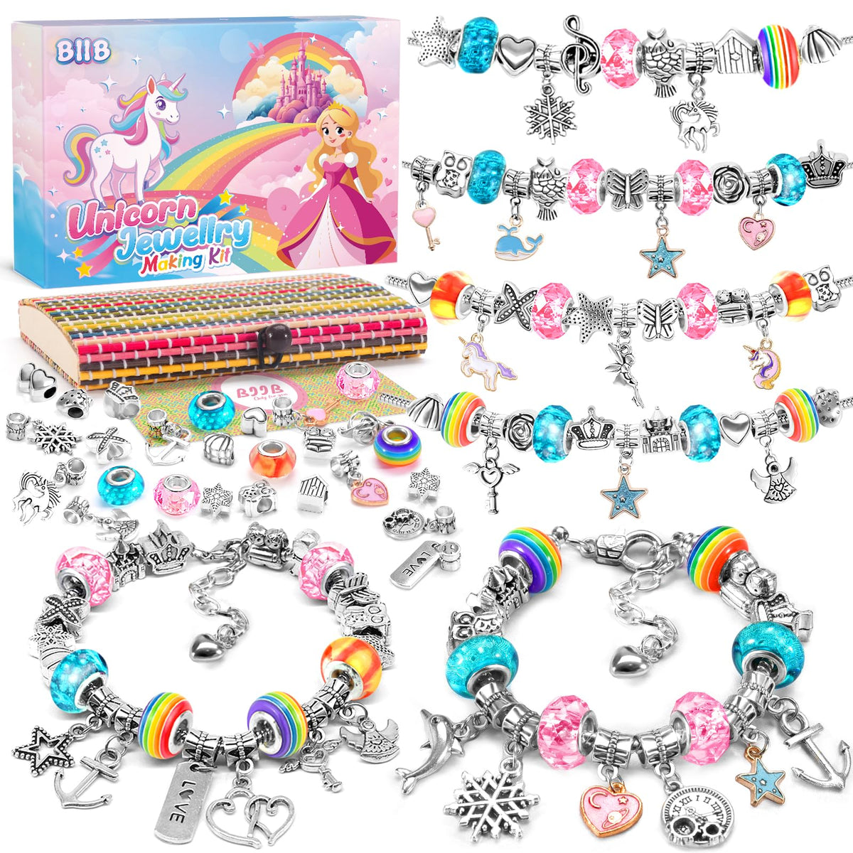 BIIB Gifts for Girls, Bracelet Making Kit, Unicorn Gifts for Girls Birthday Presents 5-12 Year Old, Arts and Crafts for Kids Stocking Fillers for Girls Toys Age 5 6 7 8 9 10, Easter Gifts for Kids