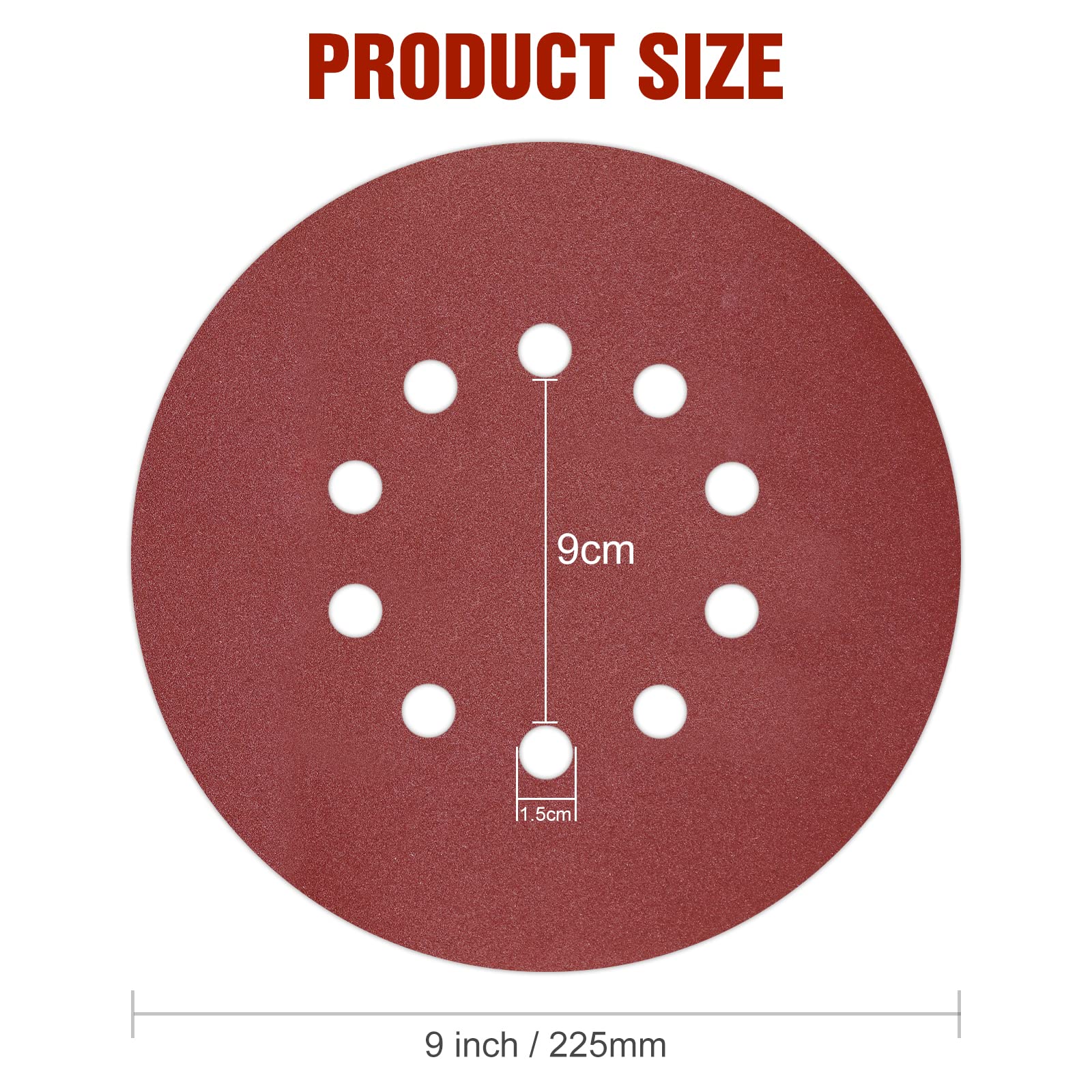 KONGMING 225mm Sanding Disc 25 Pcs 10 Hole Hook and Loop Grit P180 Sanding Pads 9 Inch Sandpaper for Drywall Sander Long Neck Sander Sanding Giraffe