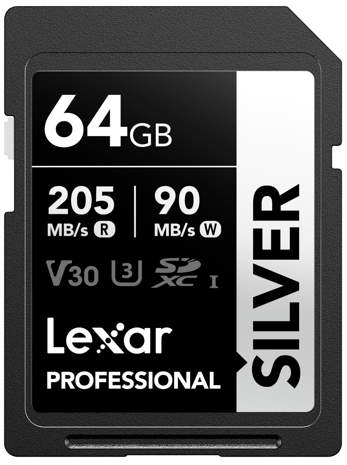 Lexar 64GB SD Card SILVER, Up to 205MB/s Read, 90MB/s Write, SDXC UHS-I Memory Card, Class 10, U3, V30, SD Card for Professional Photographers, Videographers, Enthusiasts