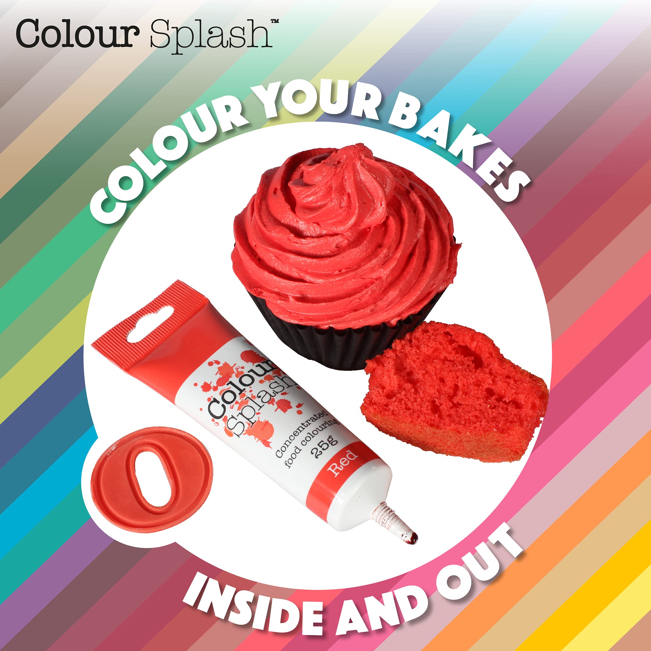 Colour Splash Food Colouring Gel   Pink   Highly Concentrated Gels, Easy To Use Squeezy Tubes, Edible Ingredients, Transform Plain Cakes Into Bright, Eye-Catching Creations - Pink 25g