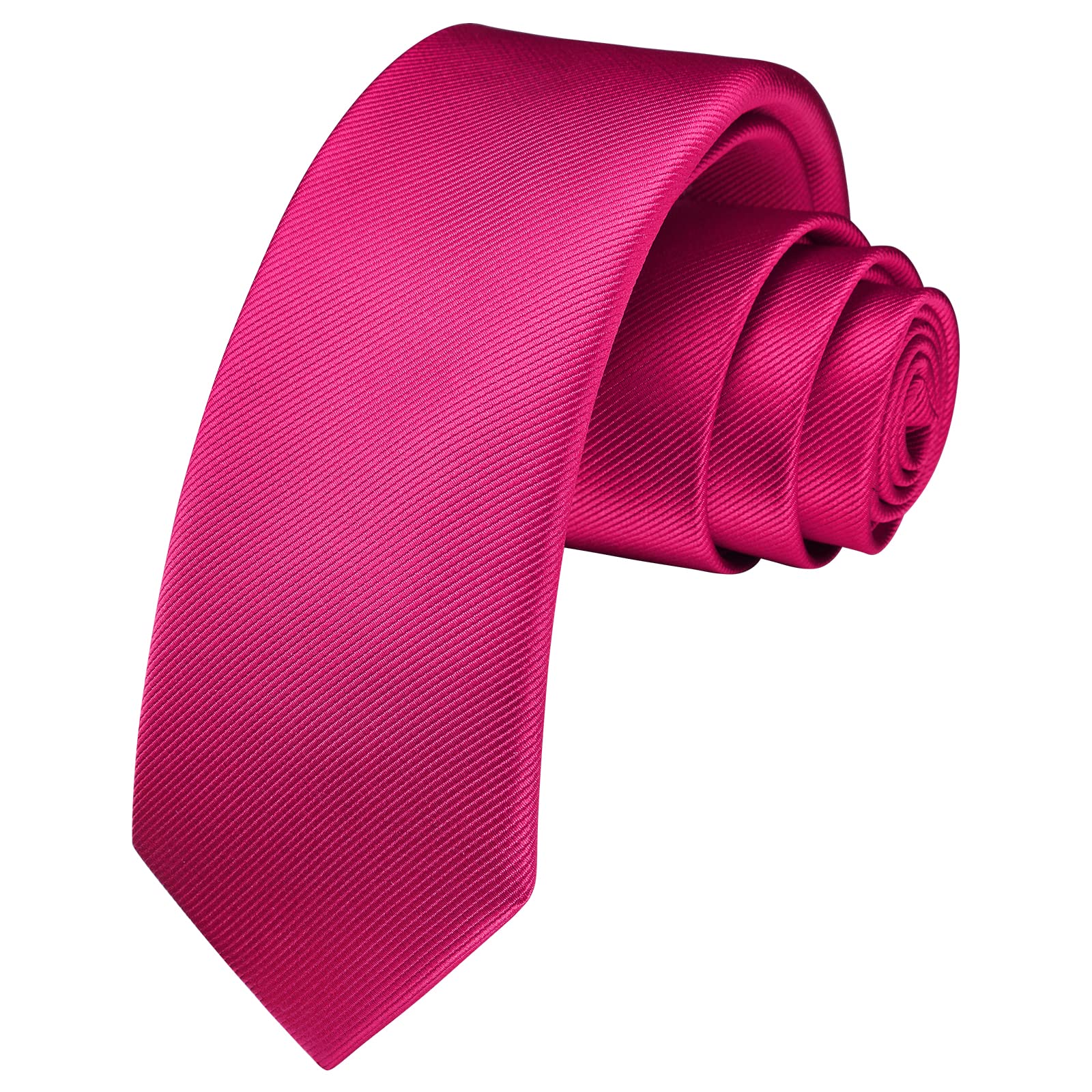 HISDERN Hot Pink Tie Silk Skinny Tie Slim ties For Men Solid NeckTie Classic Formal Tie For Business Wedding(6cm)