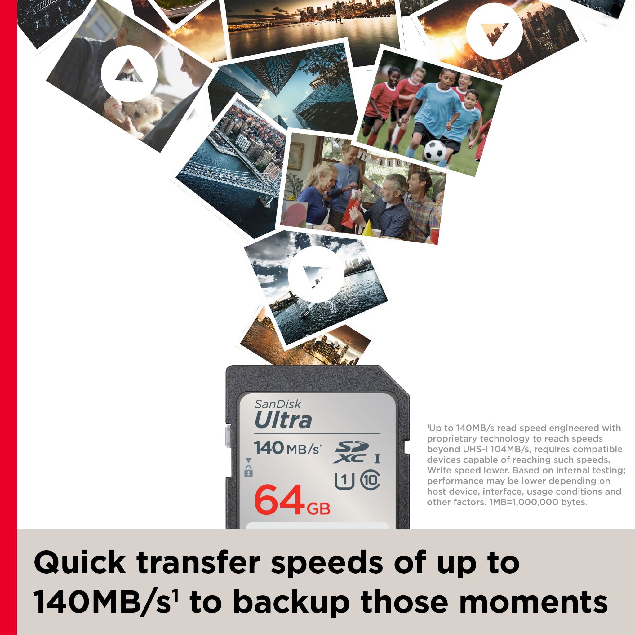 SanDisk 64GB Ultra SDXC card up to 140 MB/s with A1 App Performance UHS-I Class 10 U1