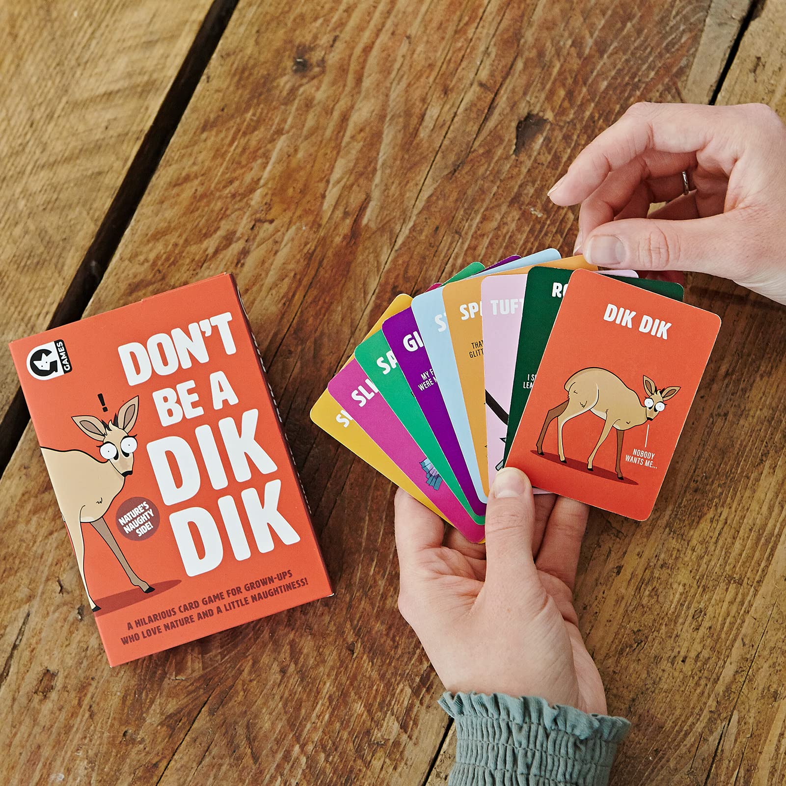 Ginger Fox Don't Be A Dik Dik Card Game. Giggle With Friends & Family At Parties & Gatherings Playing This Laugh-Out-Loud Fun Adult Animal Nature Game For Ages 16and