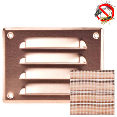 Metal Air Vent Grille Cover with Insect Mesh - Ventilation Cover (140x105mm / 5.5x4'', Copper)