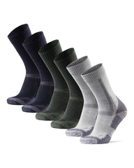 DANISH ENDURANCE Outdoor Walking Thermal Socks, Merino Wool, Premium Comfort Hiking Socks for Men & Women 3 Pack, Multicolor (Navy,Grey,Green), 6-8