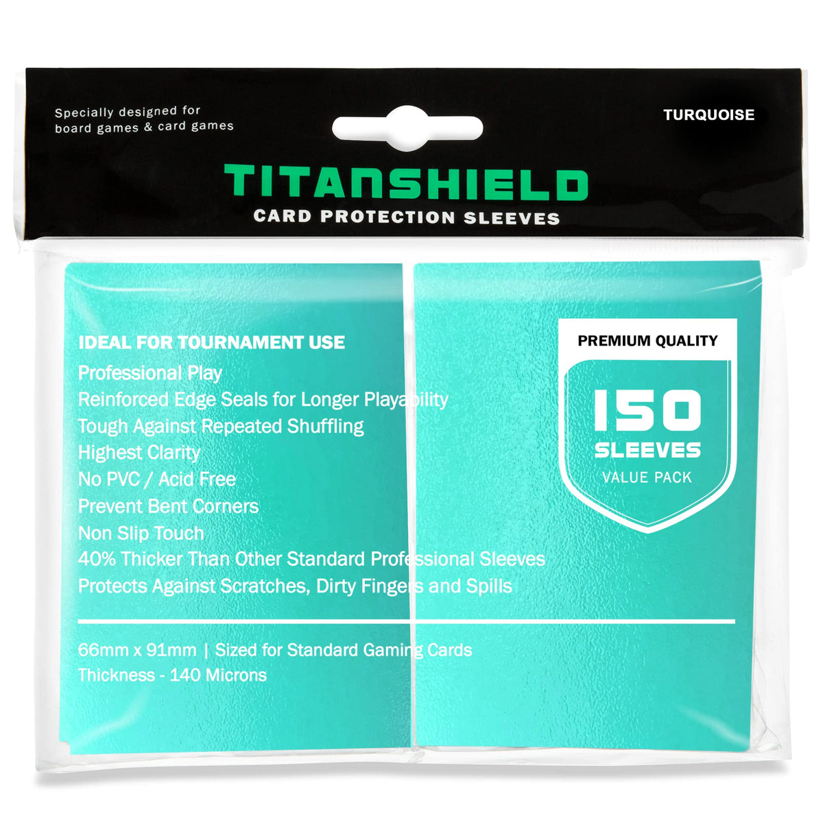 TitanShield (150 Sleeves/Turquoise Standard Size Board Game Trading Card Sleeves Deck Protector for MTG, Dropmix