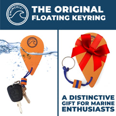 SwimCell Floating Keyring for Boat Keys. Floats 60gm in Water - 3 Times More Than A Marine Cork! Key Float Nautical Keychain Sailing Gift. Key Buoy For Action Camera & Phone Case- Orange