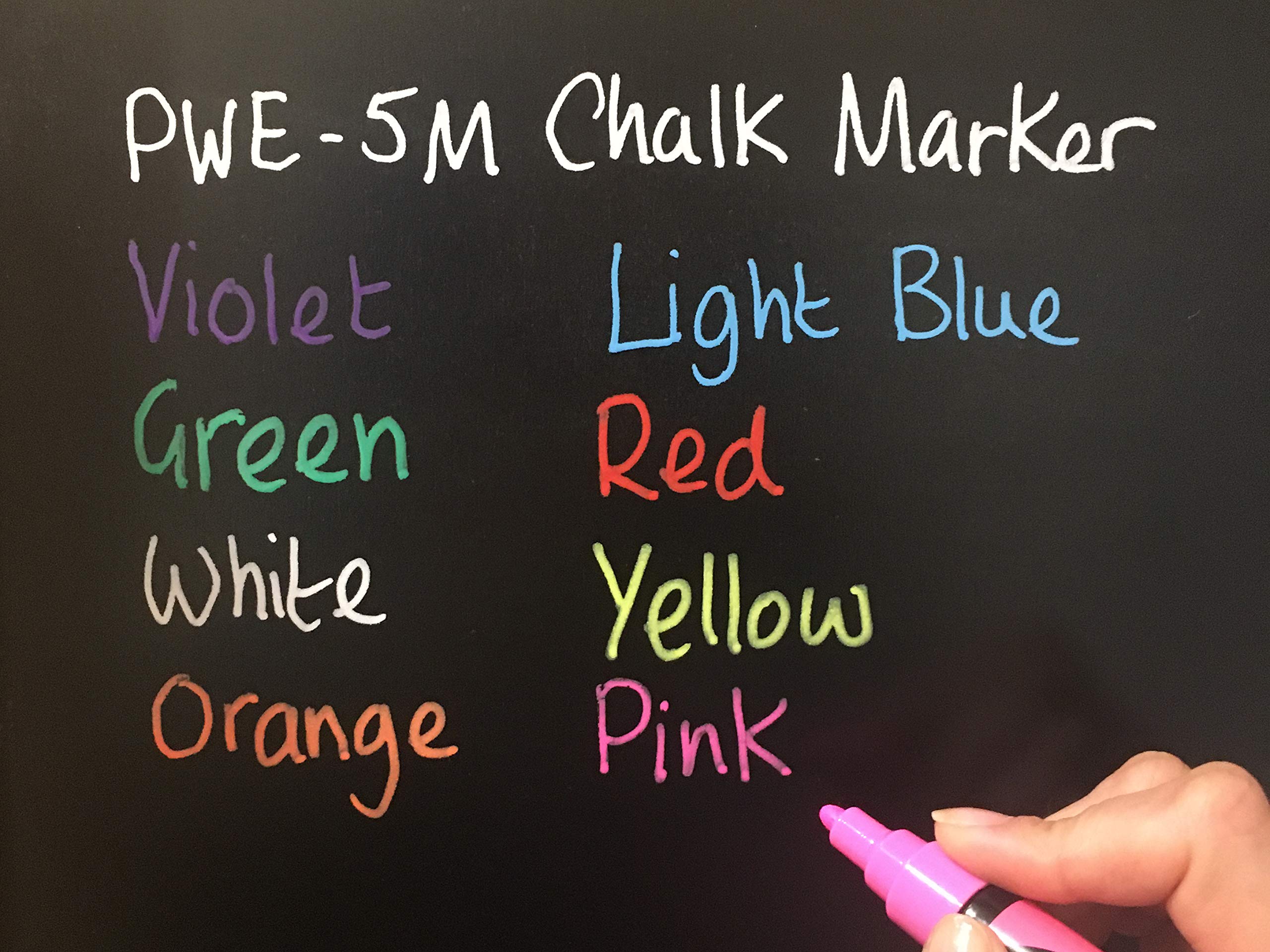 uni-ball PWE-5M Liquid Chalk Pens. Multi-Purpose Wipeable Coloured Markers for Blackboards, Chalkboards, Whiteboards, Glass, Mirrors, Plastic, Windows, Metal. Safe for Kids. Bullet Tip. 8 Pack