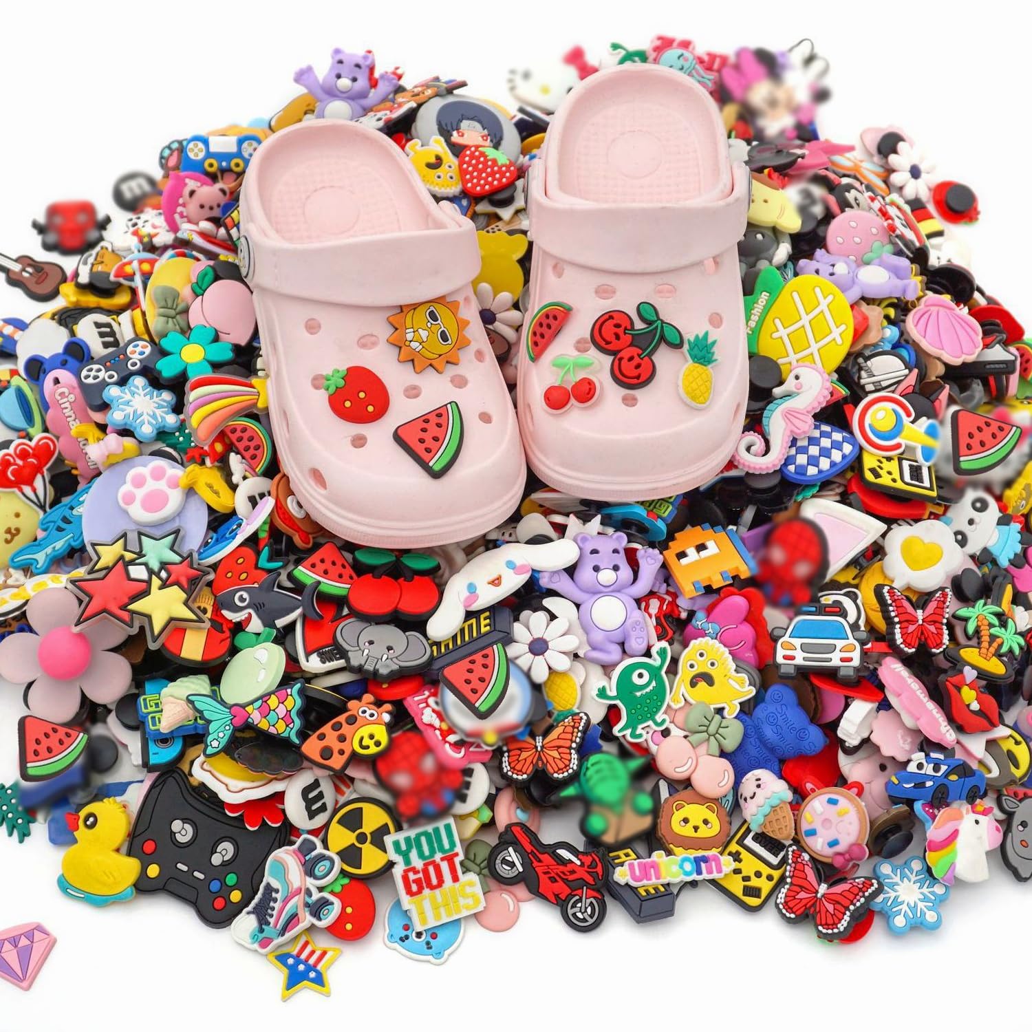 JelKen Lot of 30 PCS Random Unisex-Adult Shoe Charms for Croc Charms, Different PVC Cartoon Shoe Decorations Accessories for Bracelet Wristband