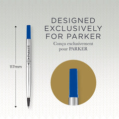 PARKER Rollerball Pen Refills   Medium Point   Blue QUINK Ink   2 Count (Pack of 2)