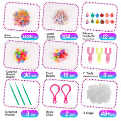 Colorful- 2500and Rubber Band Refill Set in 32 Unique Colors with Other Accessories and Storage Box, DIY Friendship Bracelet Making Kit for Starter Kids Girls Birthday Gifts