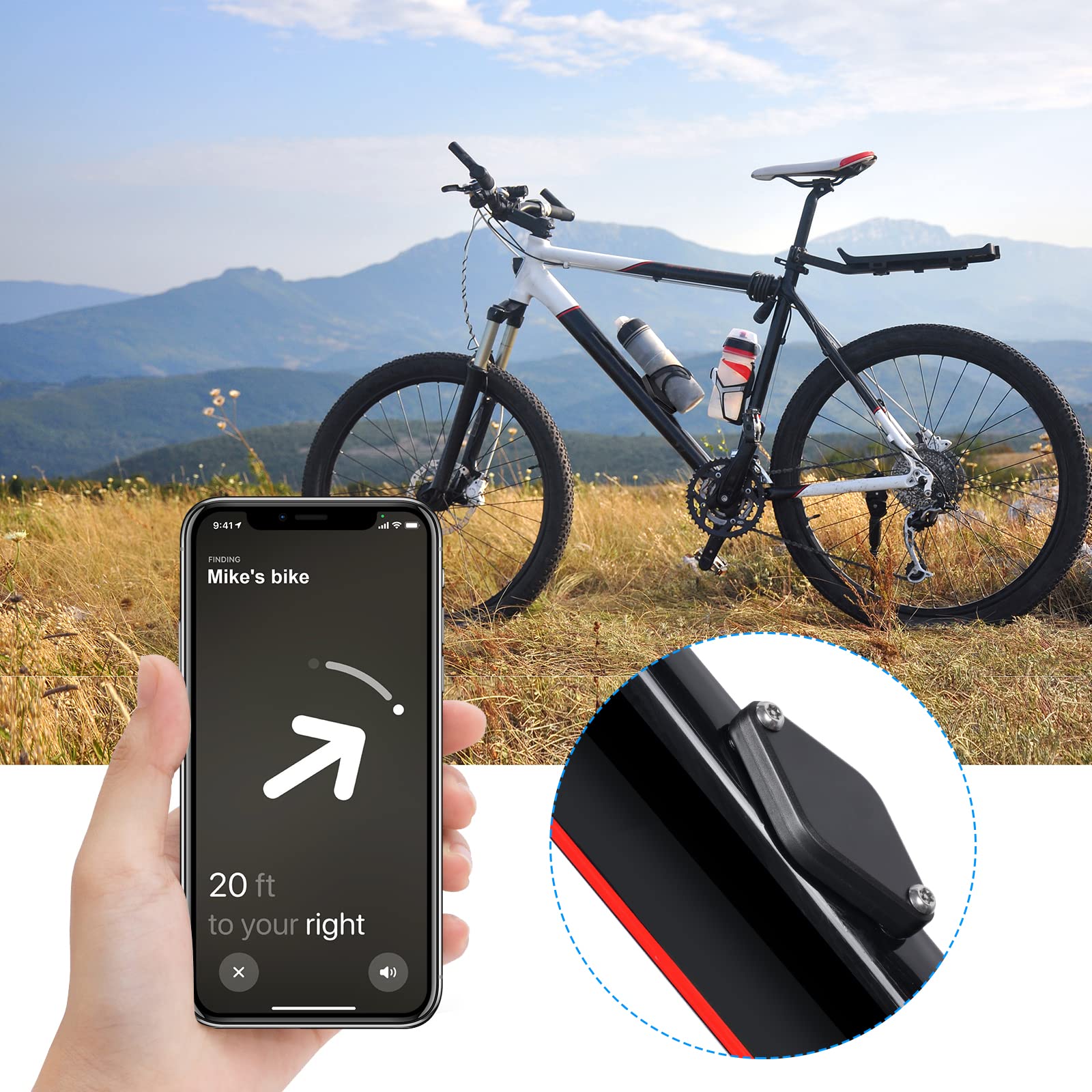 Ainiv AirTag Bicycle Mount, AirTag Bike Mount Holder, Water Resistant Anti-Shake Bike Mount Holder, Hidden Under Seat Cases Protectors for Airtags Easy Attach Road Mountain Bicycle