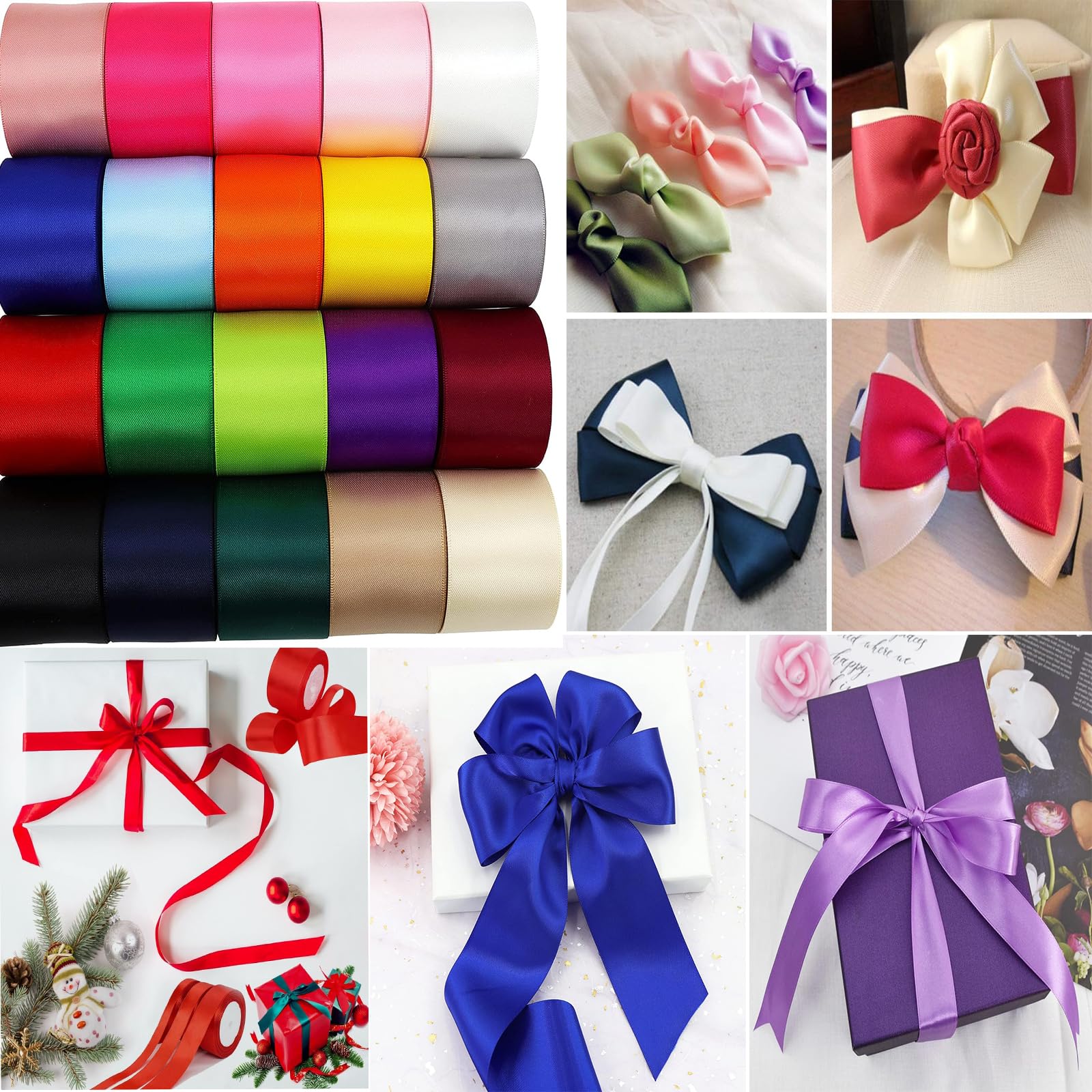 Red Ribbon 10mm for Gift Wrapping,22M Double Sided Satin Ribbon Red Polyester Ribbon Balloon Ribbon Fabric Thick Ribbon for Crafting,Christmas,Valentine,Bouquets,Cake Wedding Party Decoration