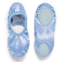 APTRO Ballet Shoes Split Sole with Satin Gymnastics Dance Shoes Flats for Girls Adults Light Blue, 8.5 UK Child,26