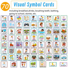 Visual Timetable, Children Visual Now and Next Board Learning Aids Tool with 70 Picture Cards To Support Communication, Daily Routine Chart for Speech and Language, ASD, Autism, Preschool