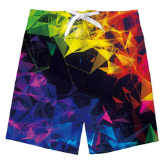 Kids4ever Kids Boy Swim Trunks Colorful Geometry Graphic Swimming Shorts Quick Dry Hawaiian Holiday Beach Water Surfing Swimwear with Mesh Lining