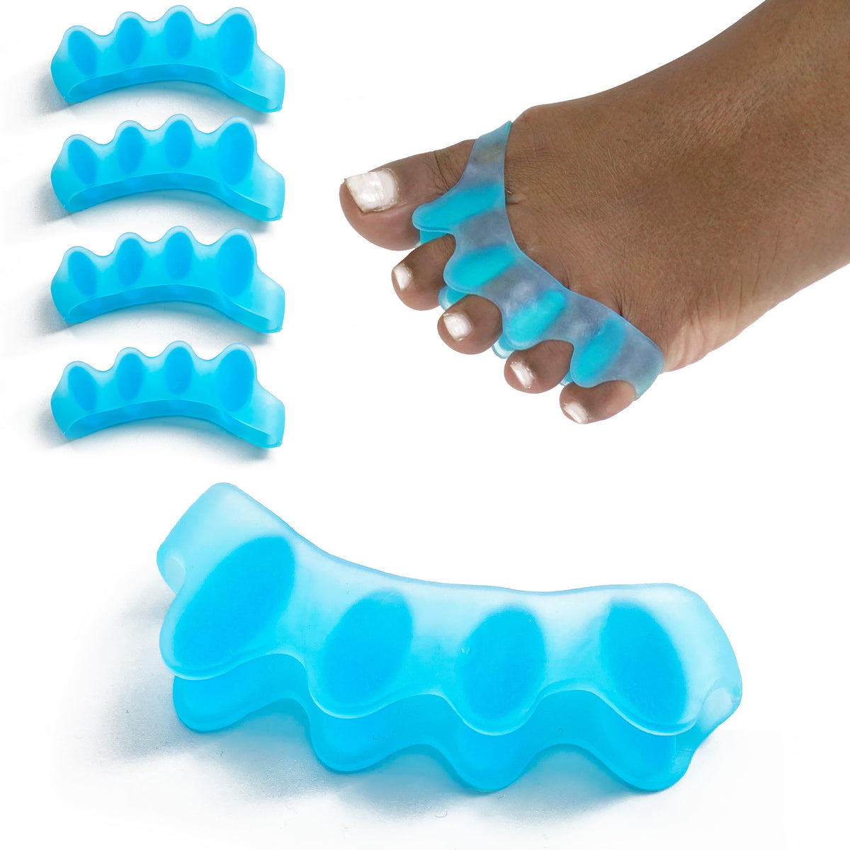 Toe Separators (2 Pairs Blue) - Correct Your Toes with Toe Spacers, Help Relieve Foot Pain, Hammertoe, Bunions by unel