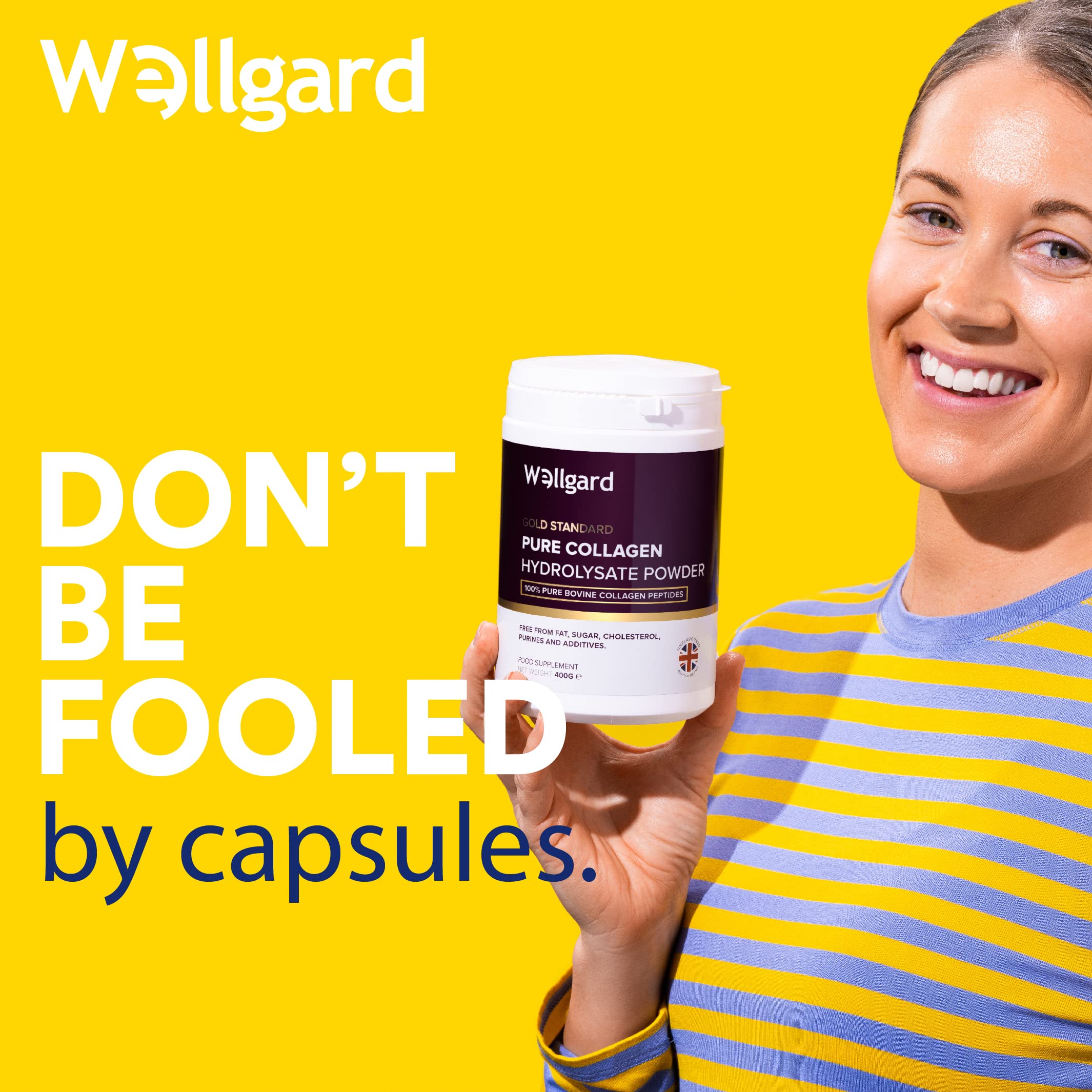 Collagen Powder, Gold Standard Bovine Collagen Peptides Powder by Wellgard - High Levels of The 8 Essential Amino Acids, Collagen Supplements, Halal & Kosher, Made in UK