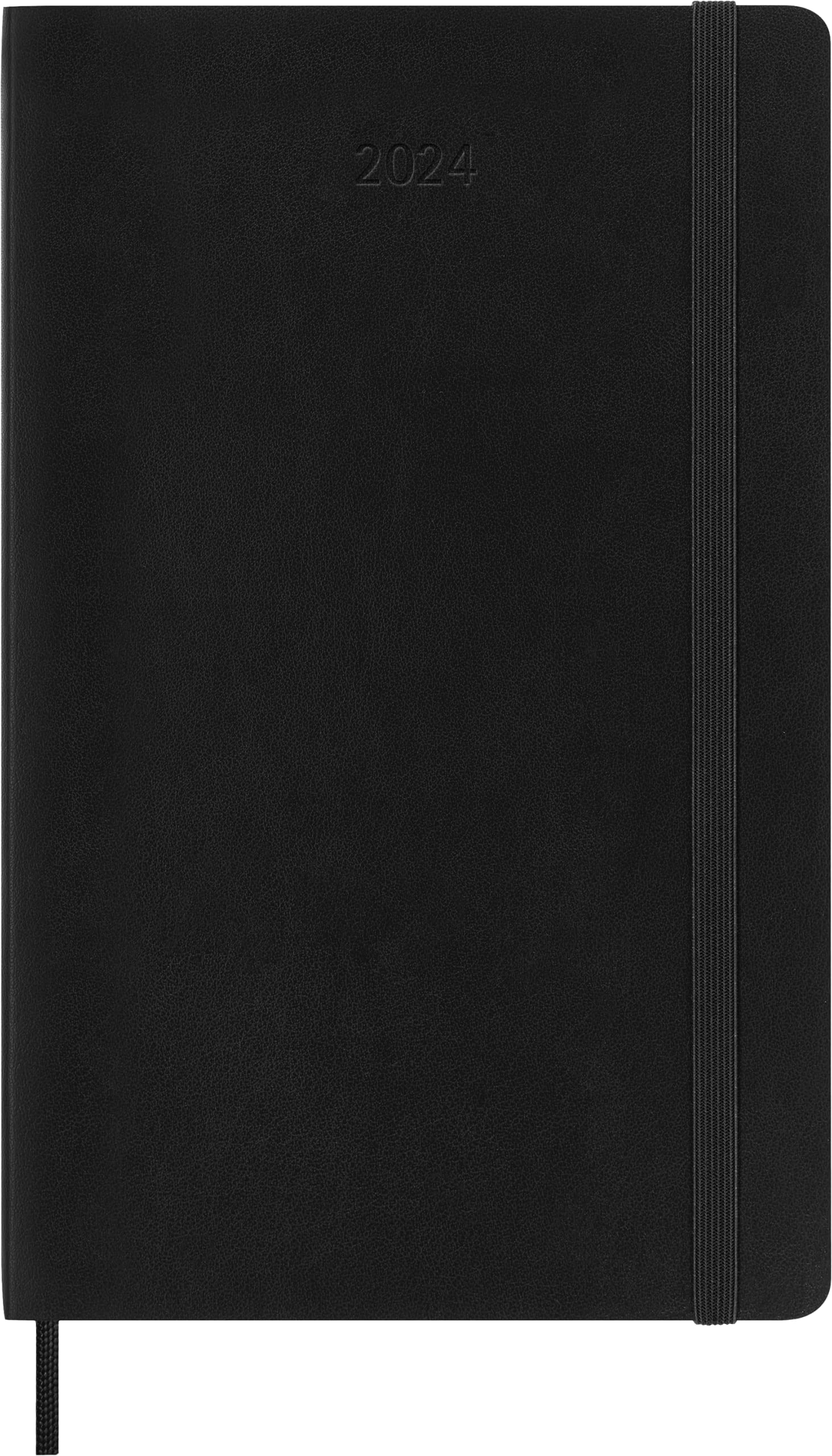 Moleskine Weekly Agenda with Space for Notes 12 Months 2024, Agenda 2024, Size Large 13x21, Soft Cover and Elastic Closure, Colour Black