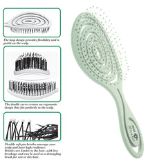 Head Jog 08 Paddle Brush Flexible Soft Pin Bristles, Detangling Wet Or Dry Hair. Gentle Brushing Hairbrush. Detangling Brush Curly & Wavy. (Original Collection Sage).