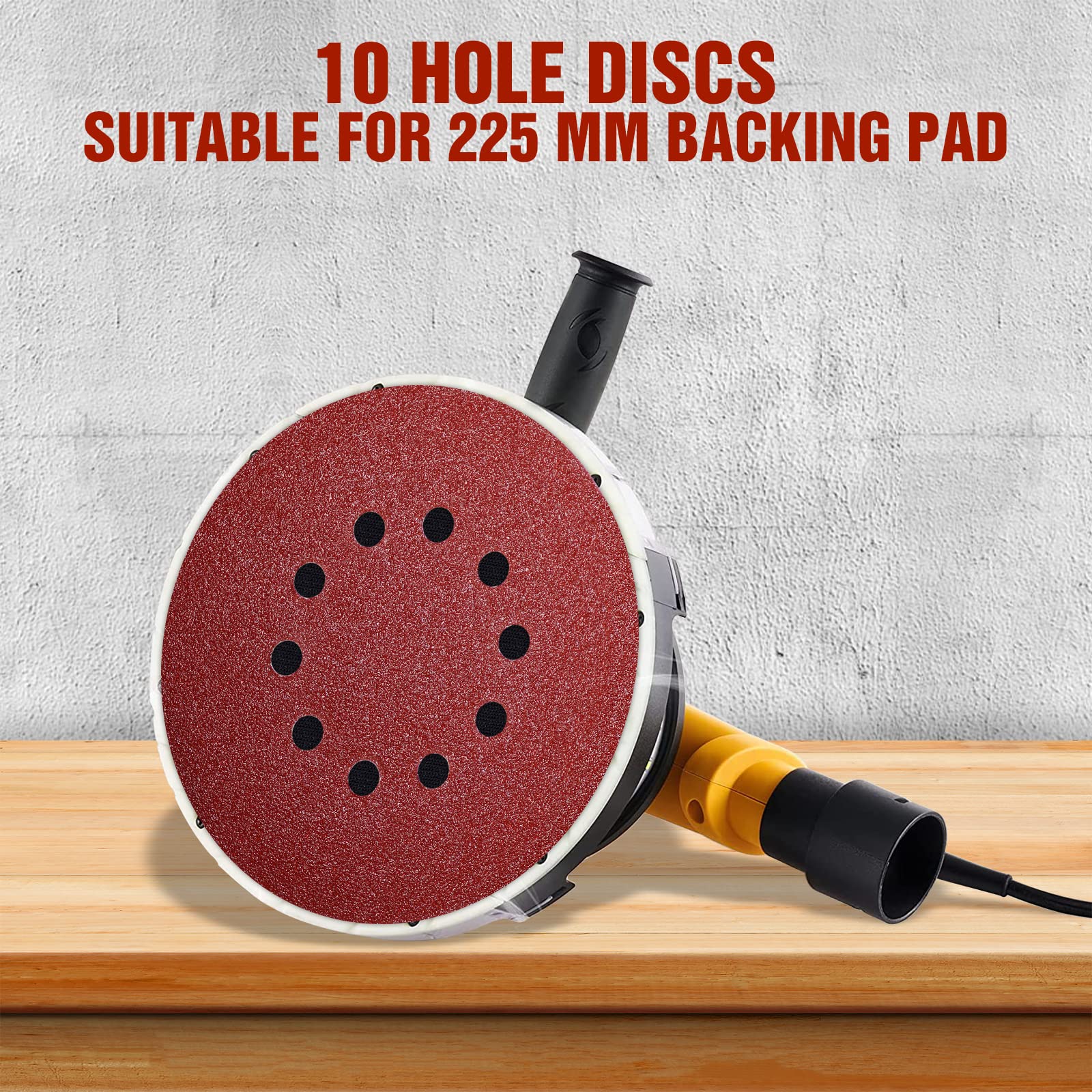 KONGMING 225mm sanding disc 10 Pcs 10 Hole Hook and Loop Grit P240 Sanding pads 9 inch sandpaper for Drywall Sander Long Neck Sander Sanding Giraffe