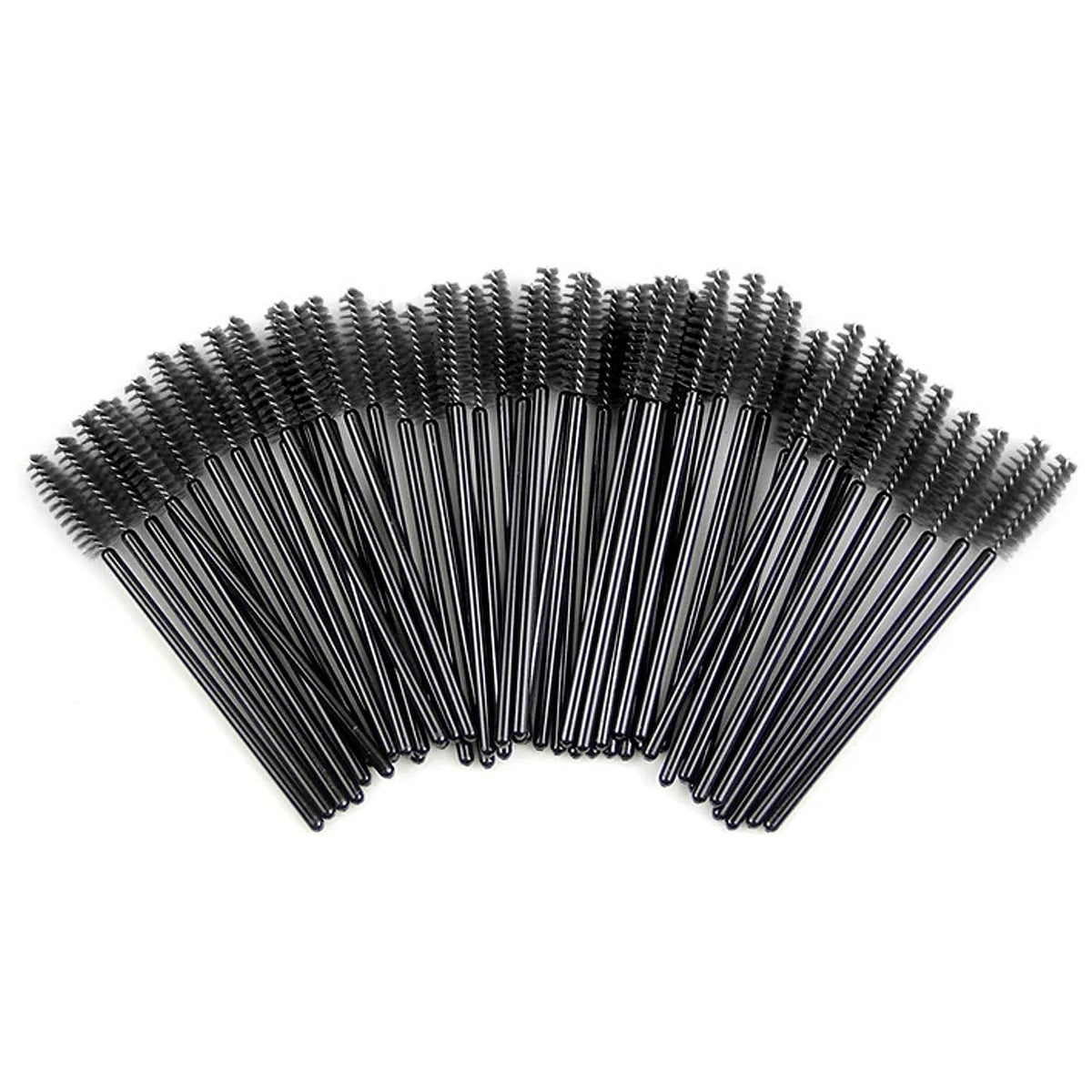 BOULTON Eyelash Brush – 50pcs   Disposable Eyelash Brushes Lash Extension Brushes Mascara Wands   Mascara Wand Eye Brow Brushes Spooly Eyelash Brush   Spoolies Make Up Brushes (Black)