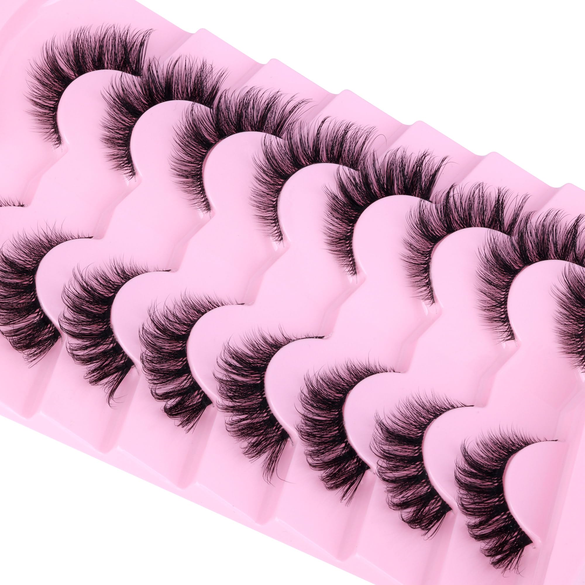 Natural Lashes Cat Eye Lashes False Eyelashes Fox Eye Lashes Wispy Lashes Natural Look Clear Band Lashes 3D Strip Fake Eye Lashes Pack by GVEFETIEE