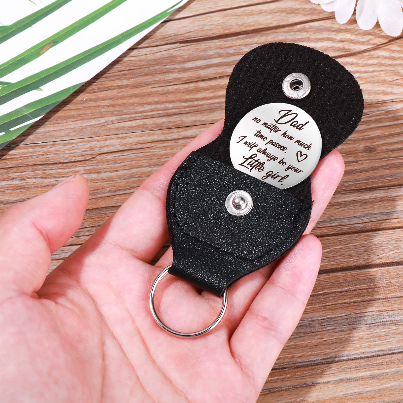 cobee Pocket Hug Token, Encouragement Long Distance Relationship Keepsake Stainless Stell Double Sided Inspirational Pocket Hug Token Gift with Leather Keychains for Family, Friends, Lovers(Style-H)