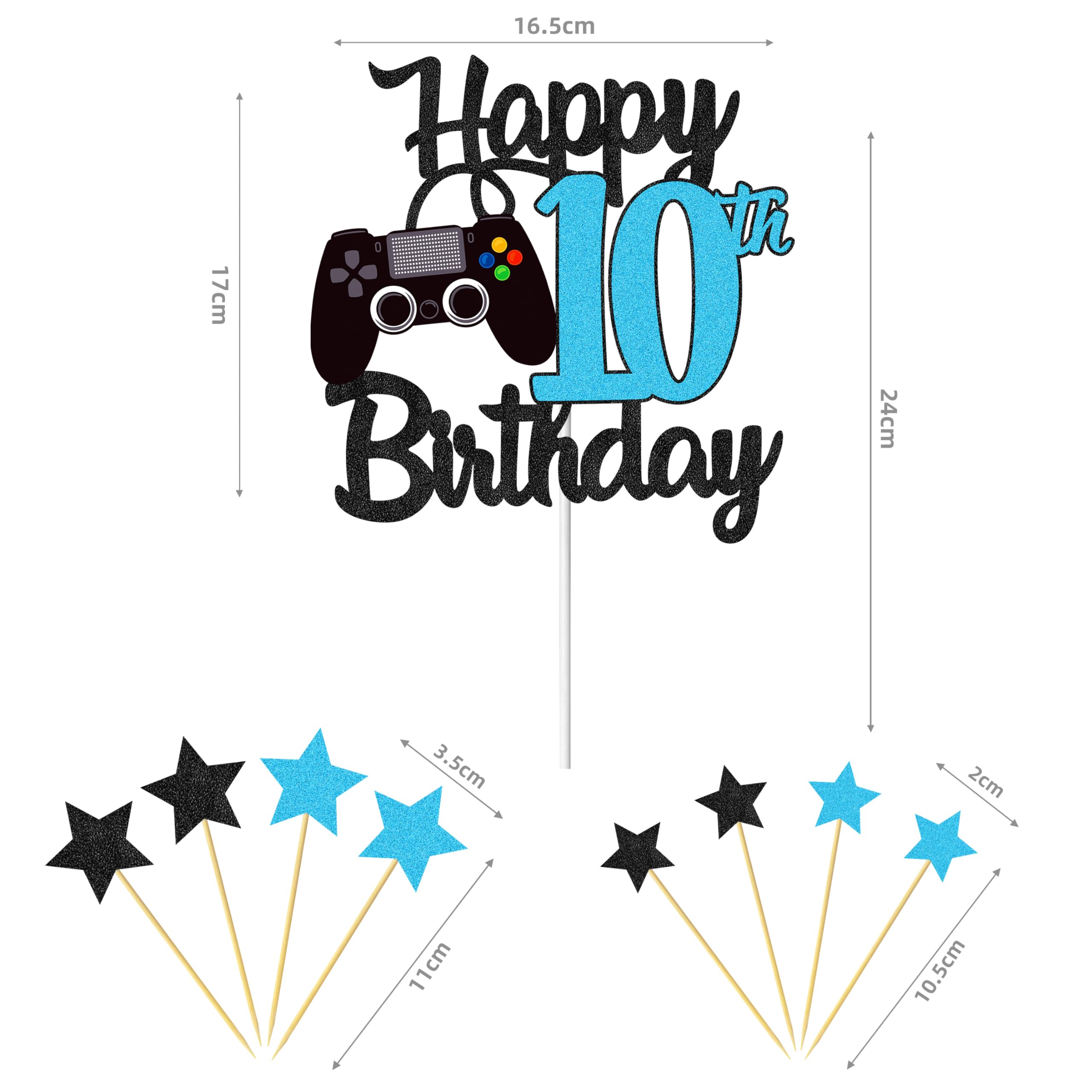 Joyeah Happy 13th Birthday Cake Topper Glitter Video Game Cake Pick Game On Cheers to 13 Years Cake Decoration for Game Theme Happy 13th Birthday Party Supplies Green