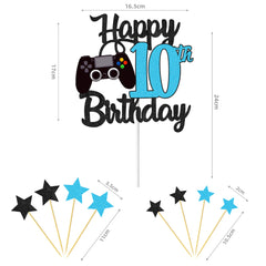 Joyeah Happy 13th Birthday Cake Topper Glitter Video Game Cake Pick Game On Cheers to 13 Years Cake Decoration for Game Theme Happy 13th Birthday Party Supplies Green