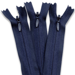 3 X Invisible Zips   Navy, 14 Inch / 35cm   Closed-Ended Concealed Zipper for Sewing by UMTMedia®