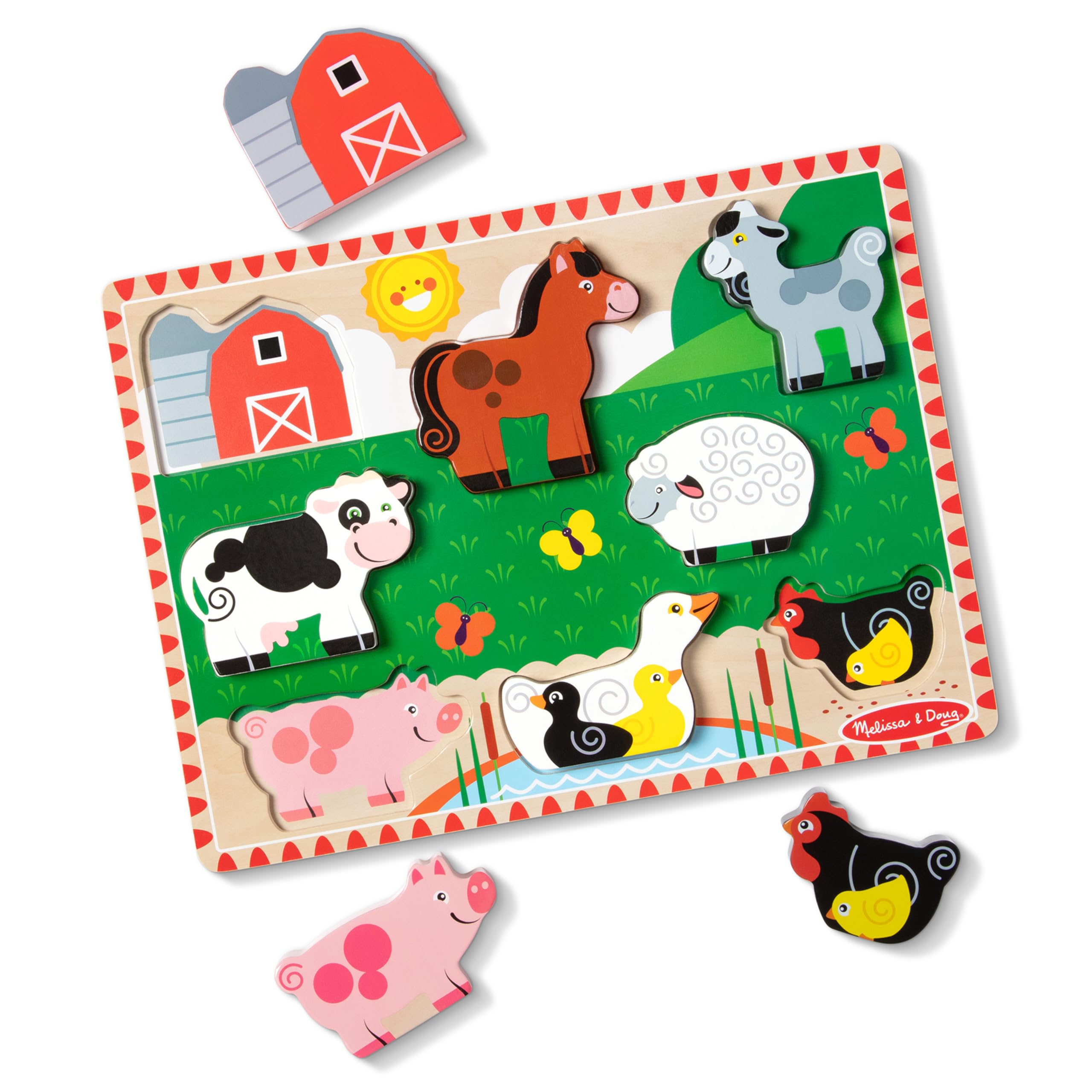 Melissa & Doug 13723 Farm Chunky Puzzle   Puzzles   Wooden Toy   2and   Gift for Boy or Girl, Multicolor, 2.54 cm*30.48 cm*23.368 cm